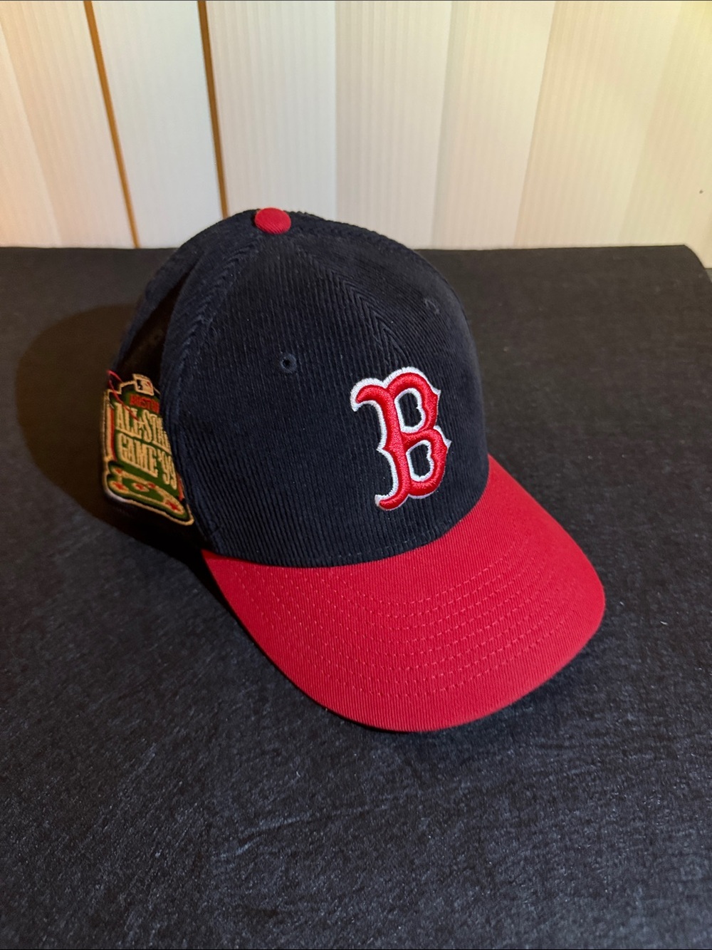 New Era 59 Fifty Blue and Red Baseball Cap with Embroidered B